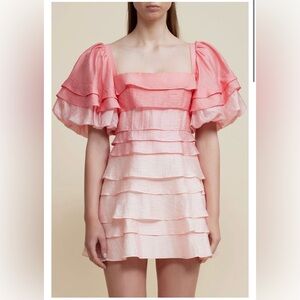 Acler Kirton Mini Pink Ruffled Dress